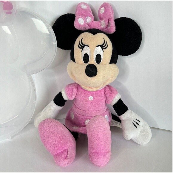 Disney  Mickey and Minnie Mouse Toy Plush Soft And Minnie Plastic Carry Case - Picture 2 of 14